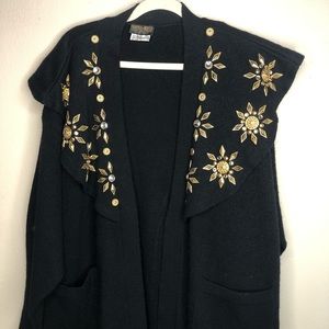 Marshall Rousso Vintage Cardigan Studded  Sweater